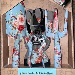 Floral Garden Tool Set with Gloves
